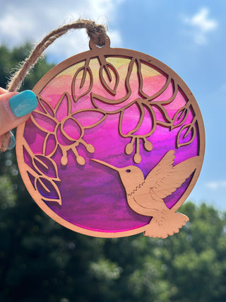 Hummingbird and Fuchsia Suncatcher