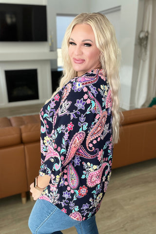 Little Lovely Blouse in Navy Paisley