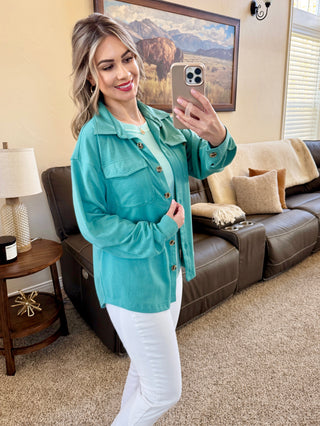 Brenna Button Down Top - Teal