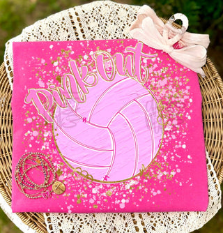 Pink Out Volleyball Splatter Graphic Tee