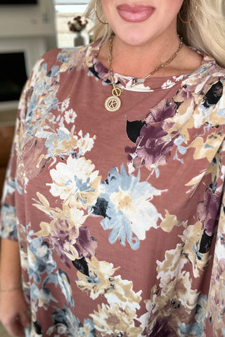 Float On Floral Top in Marsala