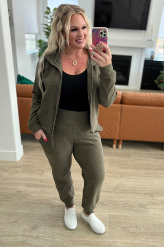 Where Are You High Rise Joggers in Olive