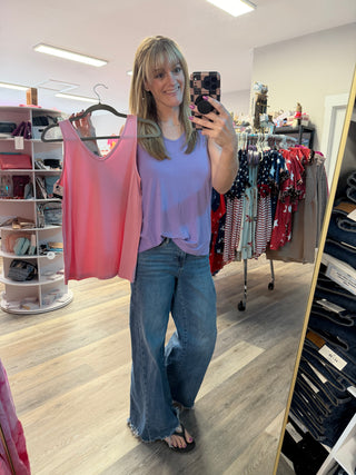 Vera V Neck Tank - Lavender