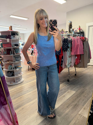 Audrey Vintage Wash Tank - Blue