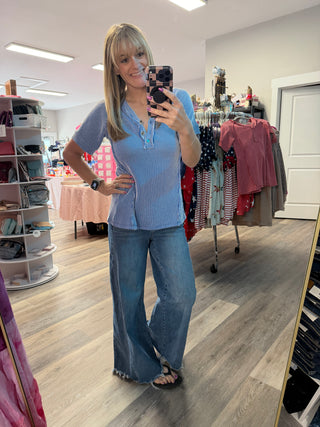 Juliette Button Top - Blue