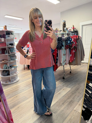 Juliette Button Top - Red