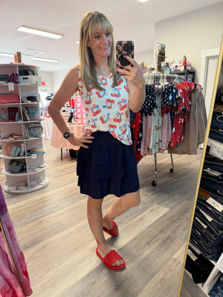 Noelle Tank - Patriotic Cherries