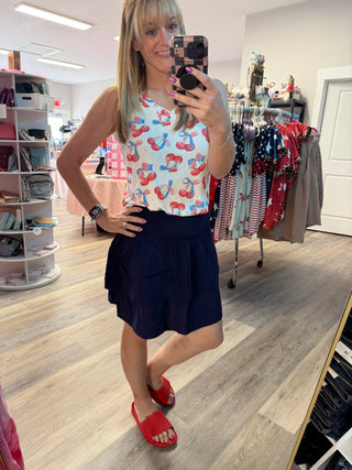 Roxie Ruffle Skort - Navy