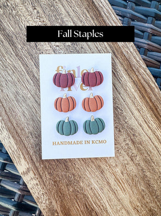 Triple Pumpkin Clay Earrings