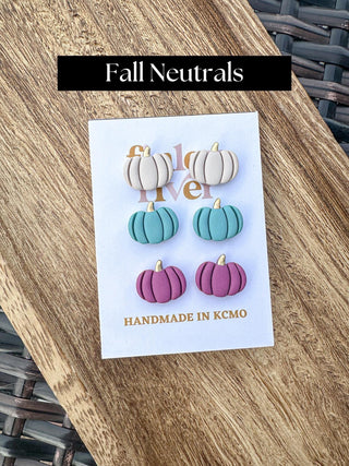 Triple Pumpkin Clay Earrings