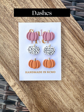 Triple Pumpkin Clay Earrings