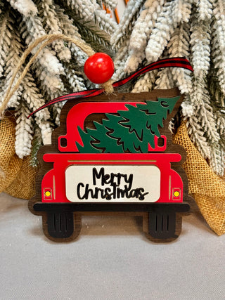 Merry Christmas Truck Ornament