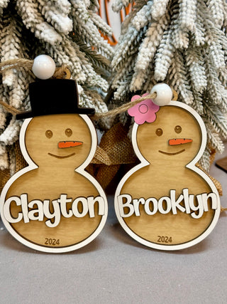 Snowman Custom Name Ornament