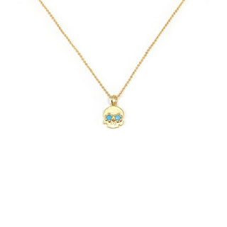 Gold and Turquoise Sugar Skull Necklace