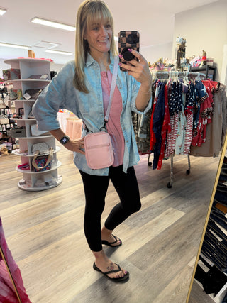 Leather Blossom Crossbody Sling