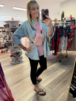 Leather Blossom Crossbody Sling