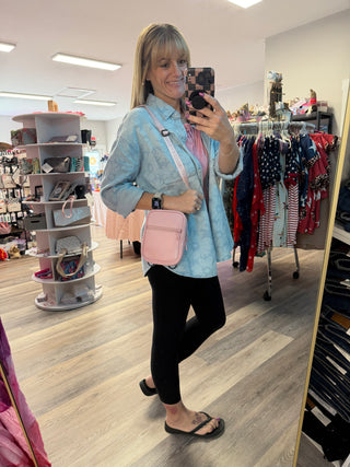 Leather Blossom Crossbody Sling