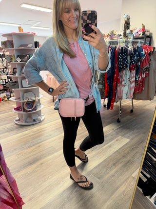 Leather Blossom Crossbody Sling