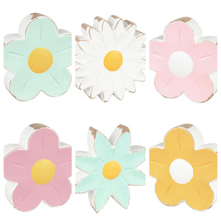 3” Wooden Flowers In Assorted Colors