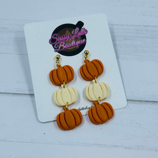 Pumpkin Dangle Clay Earrings