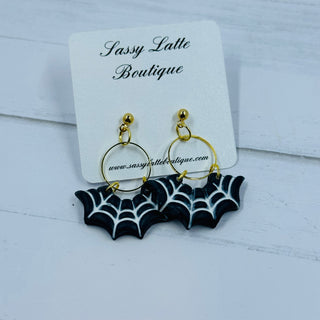 Spiderweb Clay Earrings