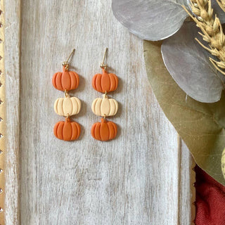 Pumpkin Dangle Clay Earrings