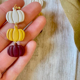 Pumpkin Dangle Clay Earrings
