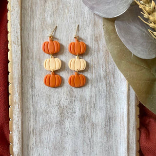 Pumpkin Dangle Clay Earrings