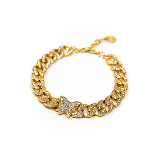 Crystal Cuban Chain Butterfly Anklet