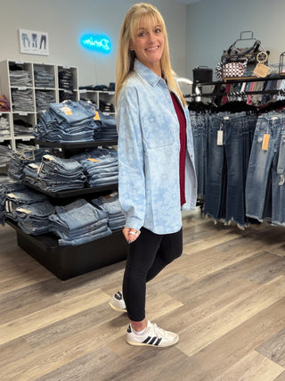 Risen Floral Denim Shirt