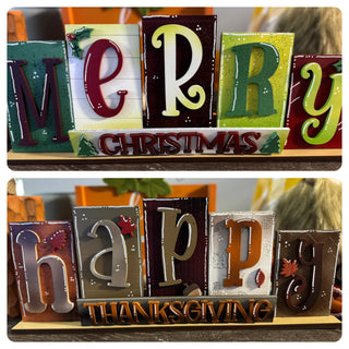 Happy Thanksgiving + Merry Christmas Reversible Shelfsitter