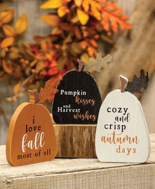 Rustic Fall Words Pumpkin Blocks Set of 3