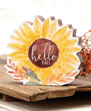 Hello Fall Chunky Watercolor Sunflower Sitter