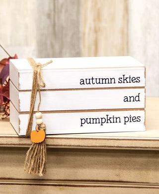 Autumn Skies and Pumpkin Pies Stacked Wooden Books