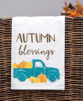 Autumn Blessings Fall Truck Dish Towel