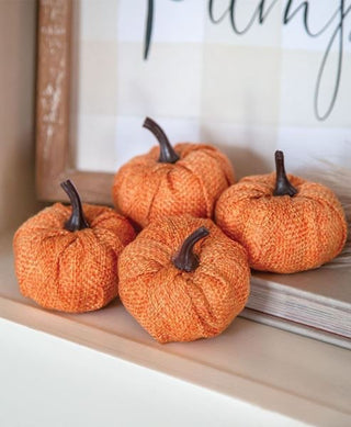 Orange Burlap Pumpkins 2.25", 4/Pack