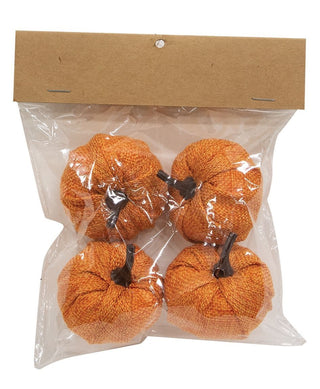 Orange Burlap Pumpkins 2.25", 4/Pack