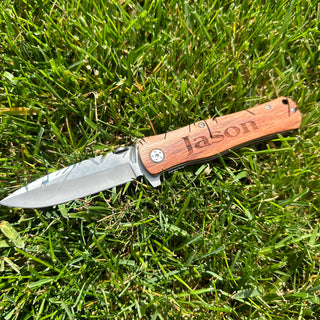 Engraved Wood Utility Knife