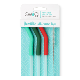 Swig Mint/Green/Red Reusable Straw Set (40oz Mega Mug)
