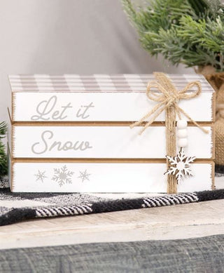 Let It Snow Wooden Book Stack