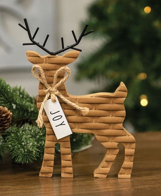 Woodland Brown Basketweave Deer Wood Sitter