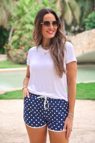 PREORDER- Navy Polka Dot Everyday Shorts
