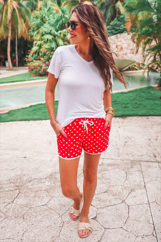 PREORDER- Red Polka Dot Everyday Shorts