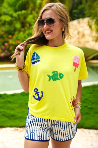 PREORDER- Set Sail Sequin Patch Top