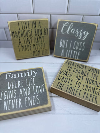 ‘Life’ 4x4” Block Signs