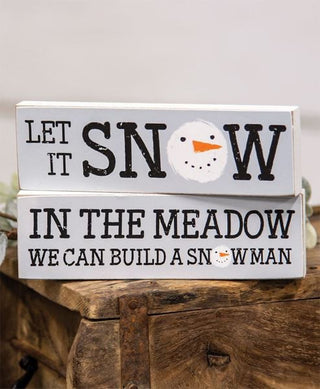 In the Meadow Snowman Face Skinny Block - Set of 2