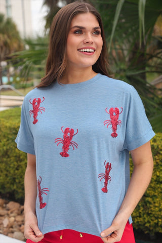 PREORDER- Lobster Shack Sequin Patch Top