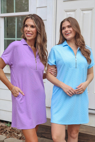PREORDER- Ezra Textured Zipper Dress- Lavender