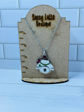 Colorful Snowman Snap Necklace 32" Chain