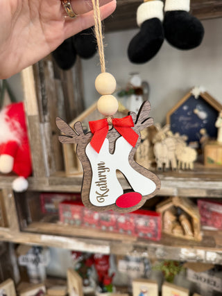 Initial Reindeer Ornament